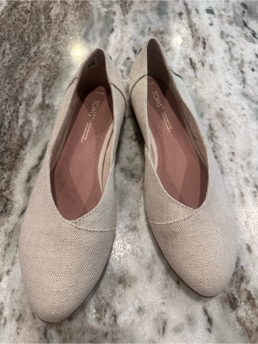 Toms Jutti neat cream/Canvas Slip-On Flats wide